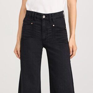 Paige Anessa High Waist Crop Black Wide-Leg Jeans